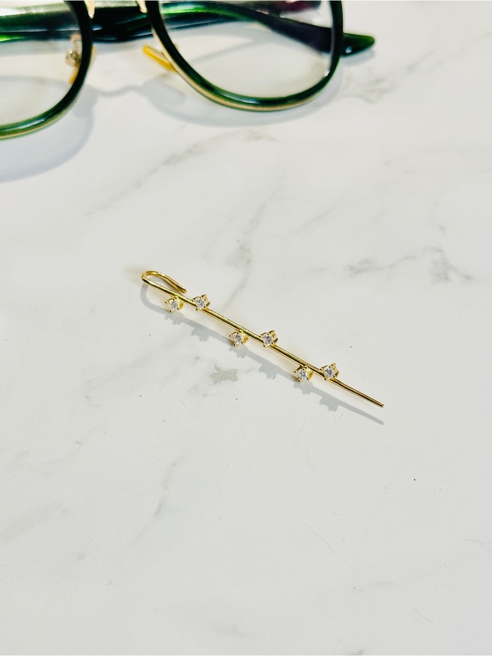 Grace & Shine 14K Gold plated on Sterling Silver Ear Crawler with Clear Stones